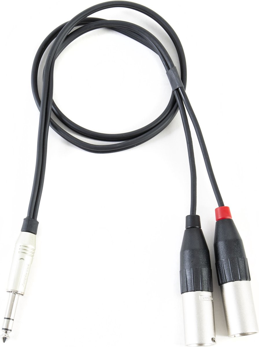   Y-kabel 6,3mm jack.-> 2 XLR 1m Amphenol stekker, kabel zwart - Invoerkabel